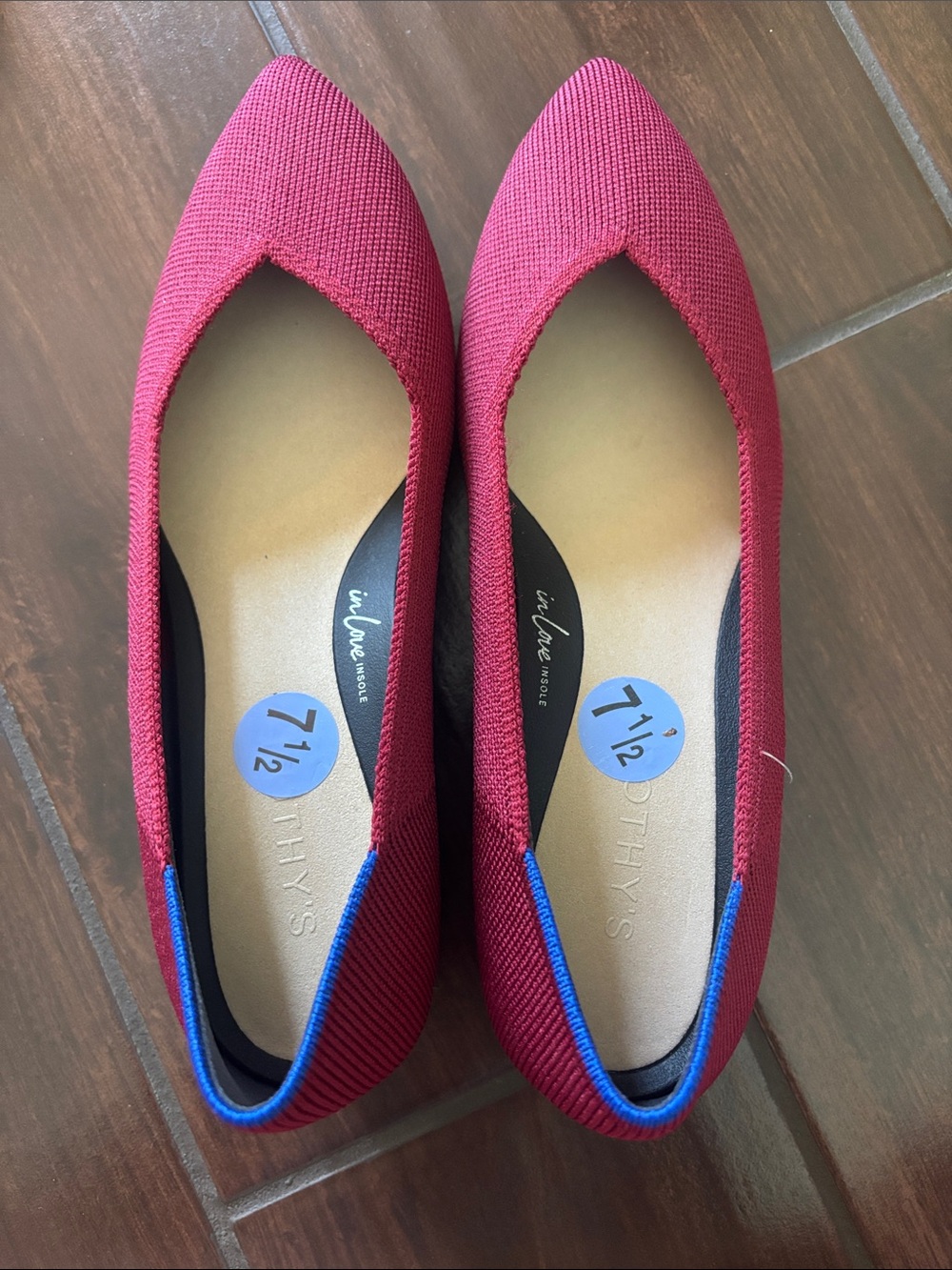Rothy's Red Pointed Knit Flats NWOT
